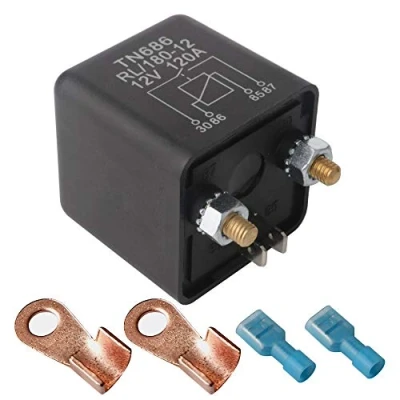 Immagine di Gebildet 1 Pezzo RL/180 12 Robusto Heavy Duty 12VDC 120A SPLIT ON/OFF Relè SPST 4 pin Aperto Normale per Veicolo Automobile Camion Barca Avviamento Motore, con 2 Footprint + terminali