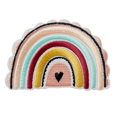 Immagine di Arcobaleno con cuore Toppe termoadesive Patch Toppa ricamate, misura: 8,6 x 5,8 cm