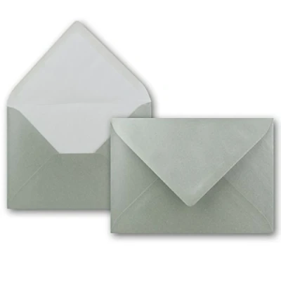 Immagine di Gustav Neuser Mini buste per lettere colorate, 5,2 x 7,6 cm, con lembo umido, saluti, biglietti d&#039;auguri, ciondoli e regali in denaro 25 Umschläge 27 argento metallizzato.
