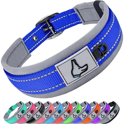 Immagine di Joytale Collare Cane, Catarifrangente Collari per Cani Regolabile con Imbottitura, Cane Taglia Media, Blu Scuro, M