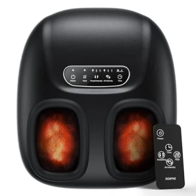 Immagine di RENPHO Portatile Massaggiatore per Piedi con Calore Fascite Plantare, Shiatsu 3D Impastamento, Compressione, Telecomando, Elettrico Piedi, Regali Uomini Donne