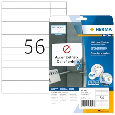 Immagine di HERMA SuperPrint, Etichette removibili (52,5 x 21,2 mm), colore: Bianco