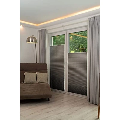 Immagine di K home Tenda plissettata con fissaggio a morsetto, 40 x 210 cm, colore: argento metallizzato