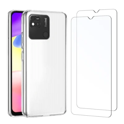 Immagine di NEW&#039;C Cover per Xiaomi Redmi 10A, 9C Gel TPU in silicone ultra trasparente e 2 x vetro temperato 9C, Pellicola proteggi schermo