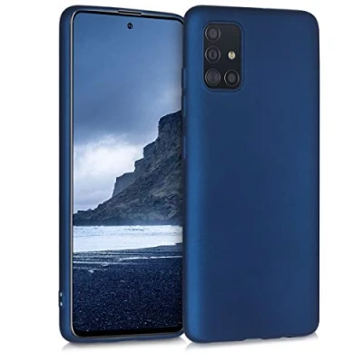 Immagine di kwmobile Custodia Compatibile con Samsung Galaxy A51 Cover Back Case Morbida Protezione in Silicone TPU Effetto metallizzato blu