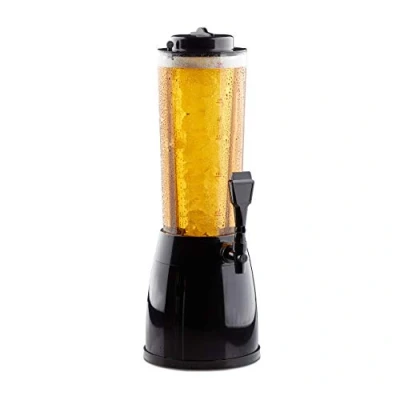 Immagine di Relaxdays Torre di Birra con Rubinetto, Spillatore Dispenser, Trasparente, 2,5 Litri, BierTower, 50 x 23 18 cm, Nero, plastica