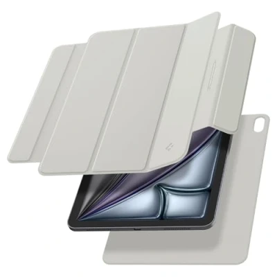 Immagine di Spigen Cover AirSkin Folio OneTap compatibile con iPad Air 13 pollici M2 (2024) di 1a generazione, ccustodia sottile e leggera completamente rimovibile magnete Grigio