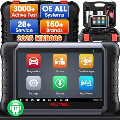 Immagine di Autel MaxiCOM MK808 Strumento diagnostico OBD2, con tutte le funzioni di sistema e servizio incluso reimpostazione spia olio, EPB, BMS, SAS, DPF, TPMS IMMO (MD802+MaxiCheck Pro)
