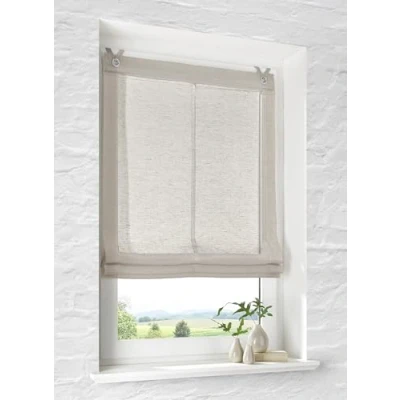 Immagine di Brondy Tenda a pacchetto con occhielli, semitrasparente, effetto lino, senza fori, larghezza 100 cm x altezza 140