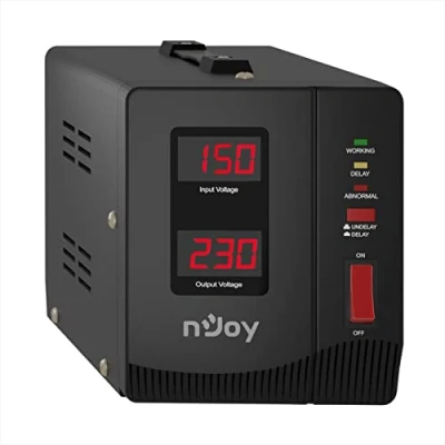 Immagine di NJOY Alvis 1000 Stabilizzatore di Tensione 1000VA AVR 600W Monofase Display Digitale 1 Uscita Schuko 600 Watt Dispositivo Protezione 230V