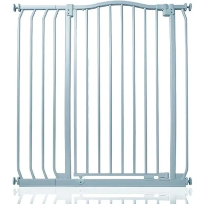 Immagine di Safetots Cancelletto di Sicurezza Extra Alto con Cima Curva, 89cm 98cm, Grigio Opaco, 100cm in Altezza, Montaggio a Pressione per Scale,Barriera