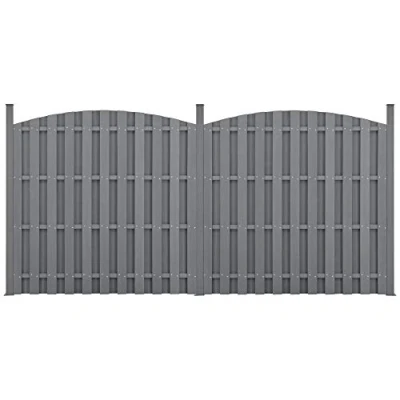 Immagine di Steccato per Giardino Staccionata Recinzione Pannello ad Arco WPC Legno Composito Set di 2 Pezzi 185 x 376 cm Grigio