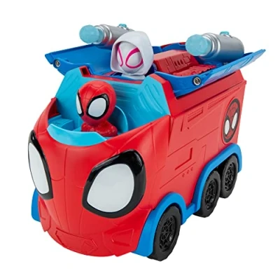 Immagine di SPIDEY AND FRIENDS Web Spinning Hauler Veicolo trasformabile 3 in 1 da 20 cm Giocattoli con i Tuoi amichevoli Spideys di quartiere, SNF0081