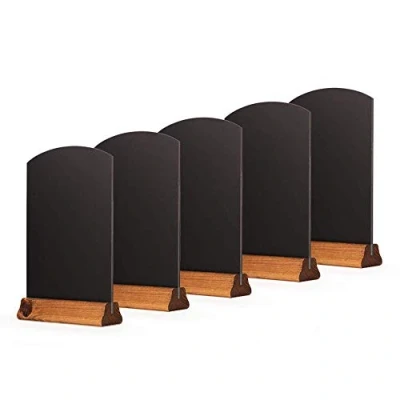 Immagine di Chalkboards UK Lavagna da Tavolo con piedistallo in Legno, Formato A4, Confezione 5, Colore: Marrone Rustico, 36 x 24 22 cm