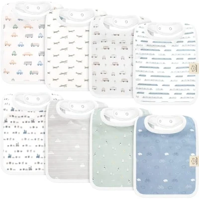 Immagine di KeaBabies Confezione Da 8 Bavaglini Biologici Per Ragazzo, Ragazza Sbavanti Neonato, Neonata, Ragazze, Ragazzi, Maschietti, In Cotone (Vessels)