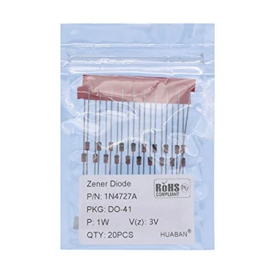 Immagine di HUABAN 100PCS 1N4727A 1N4727 Diodo Zener di potenza planare al silicio 1W 3V DO 41 (DO 204AL) Axial Diodes 1 Watt 3 Volt