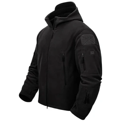 Immagine di TACVASEN Uomo Giubbotto Autunnale in Pile Pullover a Maniche Lunghe con Cappuccio, Nero, XXL