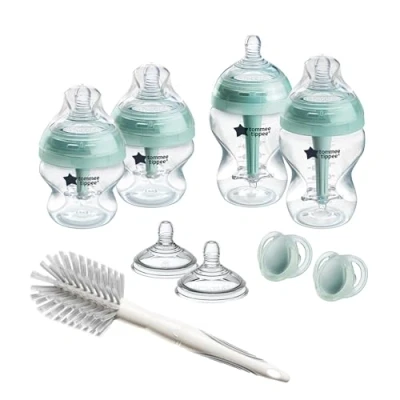 Immagine di Tommee Tippee Starter kit anti coliche avanzato per biberon, tettarelle simili al seno a flusso lento e unico sistema di ventilazione coliche, misure miste