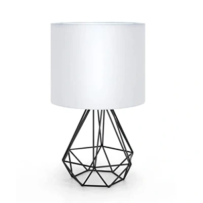 Immagine di Aigostar Lampada da Tavolo in Stile Industriale Retrò, Portalampada con Attacco Piccolo E14, Comodino Base Metallo e Paralume Bianco, Perfetto per Decorare Qualsiasi Stanza