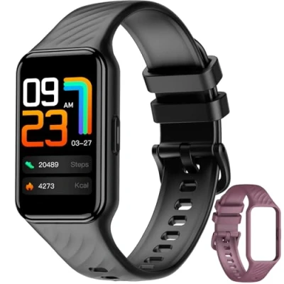 Immagine di Baolubao Smartwatch Donna Uomo, 10 ATM Impermeabil con Cardiofrequenzimetro/SpO2/Sonno/Contapassi, Notifiche Smart Watch Orologio Fitness Activity Tracker per iOS Android (2 cinturini)