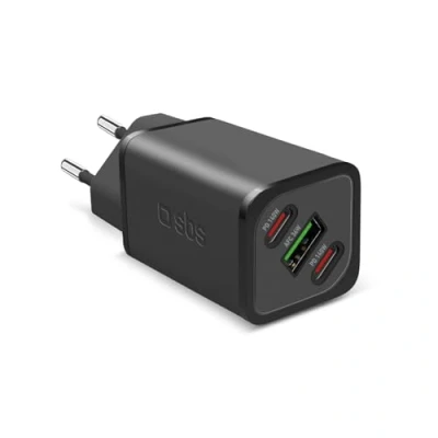 Immagine di SBS caricatore multiporta 140W, 2 porte USB C, 1 porta A, GaN, Power Delivery, compatto, ideale per smartphone Android, iPhone, tablet, MacBook, laptop