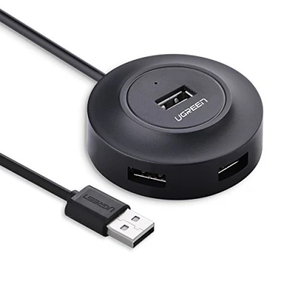 Immagine di Ugreen 20277 USB 2.0 Hub 4 Porte per Cellulari, ebooks, Tablets, Tastiera, Mouse e Lettori di Carte, Nero