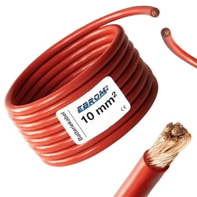 Immagine di Cavo per batteria H07V K in sezione da 16 mm², 25 35 mm² o 50 adatto la dell&#039;auto, 100% rame OFC, acquistabile al metro, di colore rosso