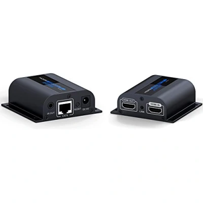 Immagine di AGPTEK Estensore HDMI con visualizzare il locale Loop Out, Trasmissione 1080P fino a 196ft/60m su singolo cavo Ethernet Cat6/6a/7/8 blaster IR e cavi di ricezione (LKV372pro)