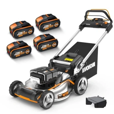 Immagine di WORX NITRO tosaerba Brushless senza fili 80 V 4,20 V, 4 Ah, WG761E 51 cm fino a 1000 m² su una carica (viene fornito con batt. 20 un caricabatterie, borsa da 70 L, mulching, 7 posizioni di