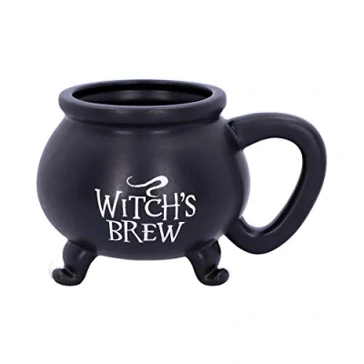Immagine di Nemesis Now Tazza a forma di calderone, in resina, con scritta lingua inglese “Witch’s Brew, 13,5 cm, colore: nero, liscia, U4791P9, acciaio inox