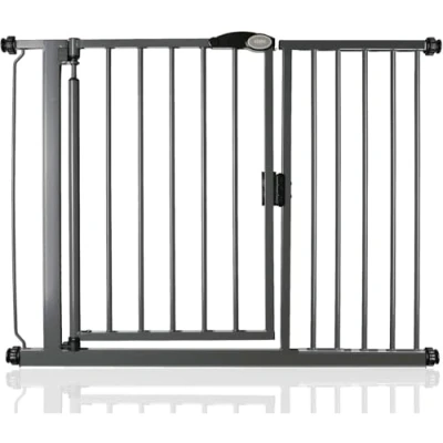Immagine di Safetots Cancelletto per Scale a Chiusura Automatica Pressione, 111 cm 118 cm, Grigio ardesia, Bambini, Barriera di Sicurezza Bambini