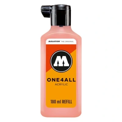 Immagine di Molotow One4All Refill acrilico 180 ml (inchiostro per ricarica di marcatori acrilici, ad alta copertura e permanente, asciugatura rapida, quasi tutte le superficie), 244 corallo
