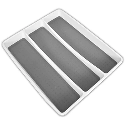 Immagine di Mikihat Portaposate da Cassetto, Porta Posate Cucina Inserti per Cassetti 3 Scomparti, Organizzatore Accessori Utensili Coltello Cucchiaio Forchetta