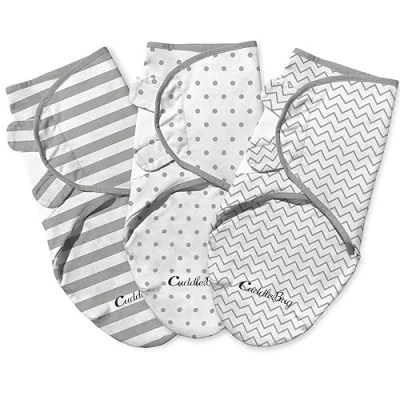 Immagine di Cuddlebug Copertina Avvolgente Regolabile per Neonati, Motivo a righe, Confezione da 3 (Small/Medium 0 mesi)