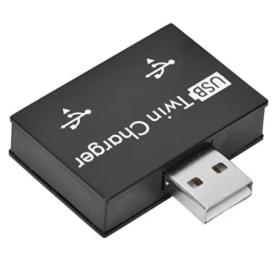 Immagine di Hub USB2.0, Lega Di Alluminio+Pc Piccolo/Portatile/Robusto/Durevole/Connessione Senza Cuciture Convertitore Adattatore Splitter Con Due Porte USB Plug And Play Collegato a Doppio Dock USB(Nero)