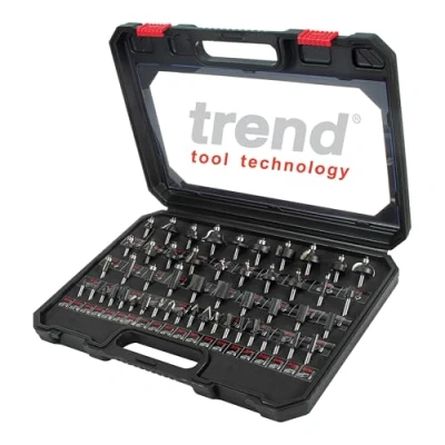 Immagine di Trend Set di Partenza 50 Frese per Router, Gambo da 6,35 mm, Punta in Carburo Tungsteno, Custodia Alluminio Inclusa, SET/SS50X1/4TC