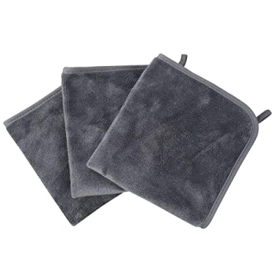 Immagine di KinHwa Panno struccante per il viso in microfibra lavabile，Riutilizzabile salviette struccanti microfibra，asciugamano 30cm x 3 Pezzi Grigio