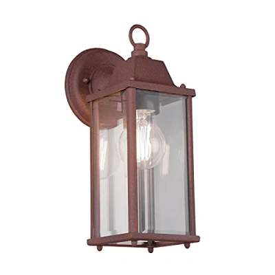 Immagine di Trio Leuchten Lampada da parete Olona 201960124, in alluminio pressofuso color ruggine, vetro trasparente, non incluso 1 x E27
