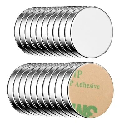 Immagine di ECENCE magneti al neodimio 20 pz. adesivi rotondi autoadesivi 10x1,5mm rivestimento NiCuNi a disco