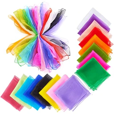 Immagine di THE TWIDDLERS 32 Foulard Giocoleria da Danza Multicolore per Neonati Sciarpe in Tessuto di Seta Sensoriale Bambini Nastri Sensoriali Neonati, Ideali Danza, Ginnastica 60x60cm