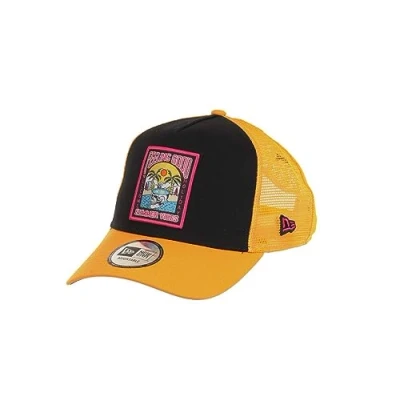 Immagine di New Era Feeling Good Summer Vibes Patch Black Yellow A Frame Adjustable Trucker Cap One Size