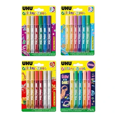 Immagine di UHU glitter Glue, colla per fai da te in tubetto con punta dosatrice fine, 23 x 10 ml (1 set speciale)