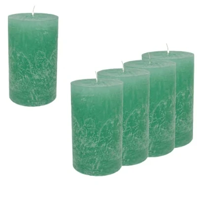 Immagine di Candelo Set di 4 candele Ambiente Rustic 12 cm lunga durata circa 54 ore candela Pasqua in delicata menta