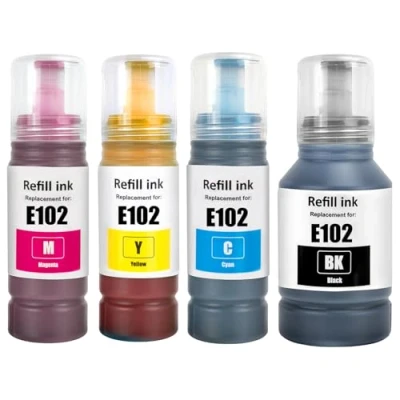 Immagine di LAIPENG 102 Multipack Compatibile con Epson Flaconi di Inchiostro per ET 2750 2751 2756 2850 2856 3750 3850 4750 4850 4856 15000 (BK/C/M/Y)