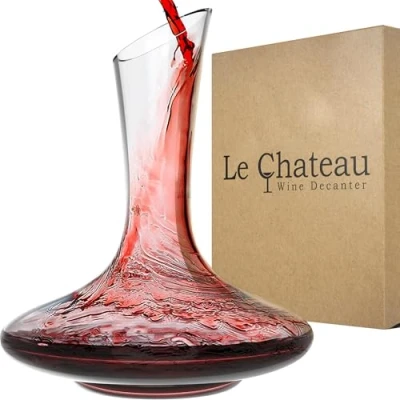 Immagine di Le Chateau Decanter per vino Caraffa in vetro senza piombo soffiato a mano con capacità di 750 ml Accessorio perfetto come idea regalo