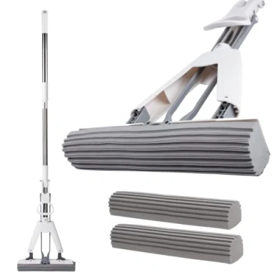 Immagine di Mioke Scopa Spugna Mop PVA, Mocio Lavavetri Snodabile,Spazzolone lavapavimenti Super Assorbente, Manico Telescopic,+ 1 Extra Head (Size:33cm)