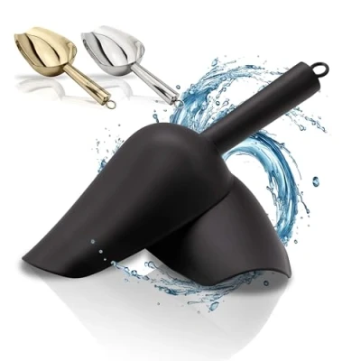 Immagine di ERMENT pala in acciaio inox di alta qualità (100% antiruggine e stabile), paletta per farina, ghiaccio, caffè nero (M)