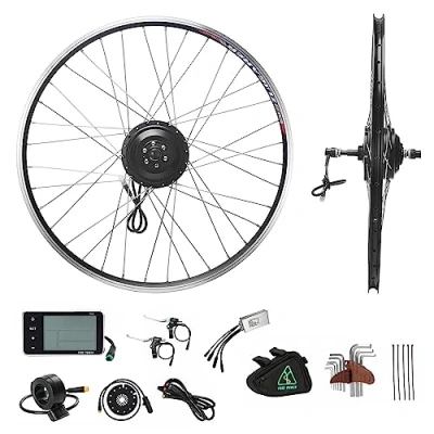 Immagine di YOSE POWER 28&#039;&#039; 36V350W Kit di Conversione Motore Nero da Ruota Posteriore con LCD Display per Freewheel E Bike
