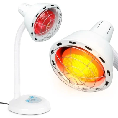 Immagine di Rkdely Lampada Infrarossi Riscaldante Device: 275W Terapia Luce Rossa a è Adatta al Corpo per Alleviare la Stanchezza Tempo e Temperatura Regolabili