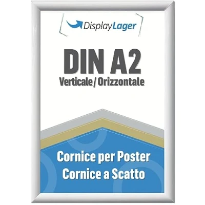 Immagine di DisplayLager Cornice a Scatto da 25 mm, Profilo in Alluminio e Disco di Protezione antiriflesso Materiale Fissaggio (A2, Bianco)